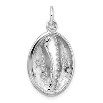 Rhodium Over Sterling Silver Polished Cowrie Shell Pendant