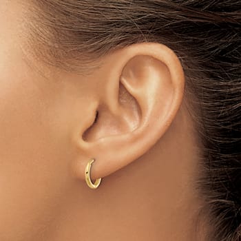14K Yellow Gold Polished 1.45mm Hinged Huggie Hoop Earrings