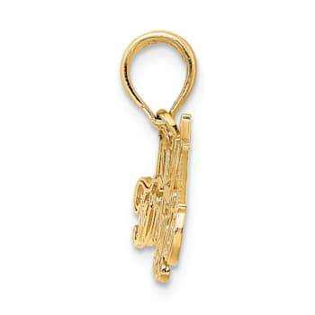 14k Yellow Gold Textured I LOVE MY FIREFIGHTER Charm