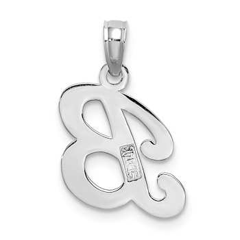 Rhodium Over 14k White Gold Polished Script Letter B Initial Pendant