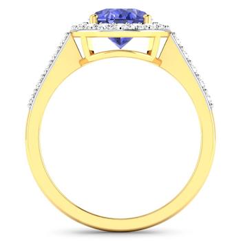 1.8ctw Violet Tanzanite and Diamond 14K Yellow Gold Halo Ring