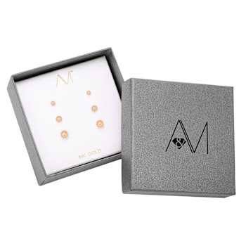 3-Pack 14k Rose Gold Ball Stud Earrings - 3mm, 4mm, and 5mm Sizes