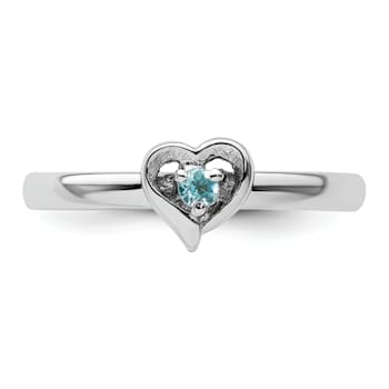Sterling Silver Stackable Expressions Blue Topaz Heart Ring 0.08ctw