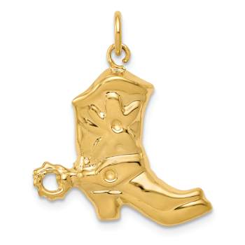 14k Yellow Gold Textured Boot Charm Pendant