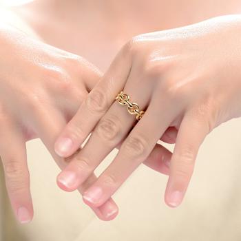 Chain Link Band Ring In 14K Gold Over Brass