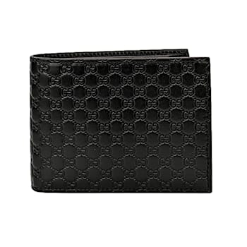 Gucci Men's Microguccissima GG Black Leather Trifold ID Wallet