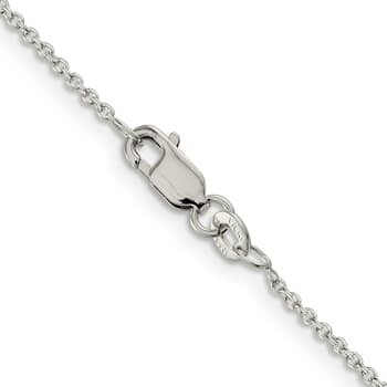 Rhodium Over Sterling Silver 1.25mm Cable Chain with 2 Inch Extension Necklace