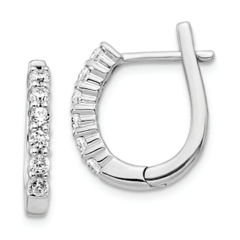 Rhodium Over 14K White Gold Lab Grown Diamond SI1/SI2, G H I, Hinged
Hoop Earrings