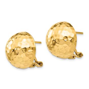 14k Yellow Gold 16mm Hammered Stud Earrings