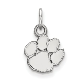 Rhodium Over Sterling Silver LogoArt Clemson University Extra Small Pendant