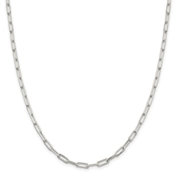 Sterling Silver 4.25mm Elongated Open Link Chain Necklace