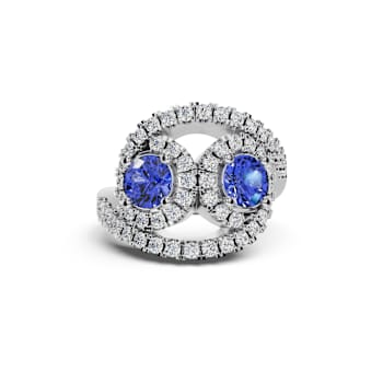 14K White Gold Tanzanite and Diamond Ring 1.28 ctw