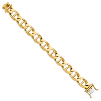 14k Yellow Gold and 14k White Gold 14.6mm Hand-polished Mariner Link Bracelet