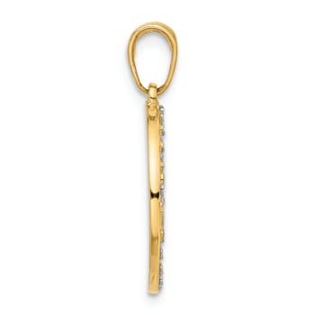 14k Two-tone Gold Brushed and Diamond-cut It's A Boy Pendant