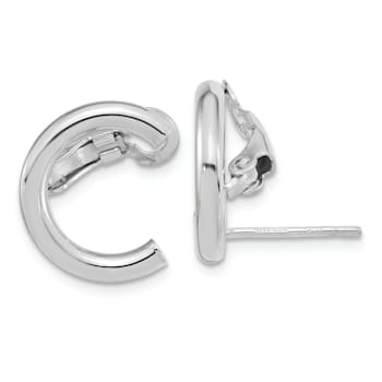 Rhodium Over 14k White Gold Polished U Shape Clip On and Stud Earrings