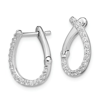 Rhodium Over 14K White Gold Lab Grown Diamond SI1/SI2, G H I, Fancy
Twist Hoop Earrings