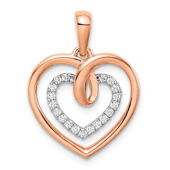 14K Two-tone Gold  Diamond Heart Pendant