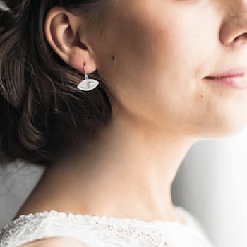 White Topaz Rhodium Over Sterling Silver Evil Eye Earrings
