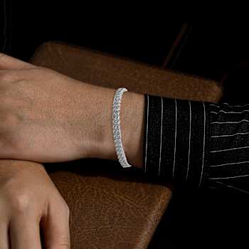 Mesh Link Bracelet In Rhodium Over Brass