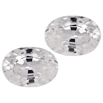 Tanzanian White Zircon 7x5mm Oval Matched Pair 2.00ctw