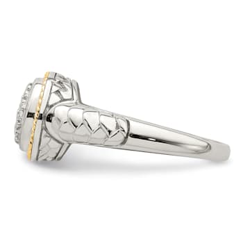 Rhodium Over Sterling Silver with 14K Accent Polished Diamond Ring