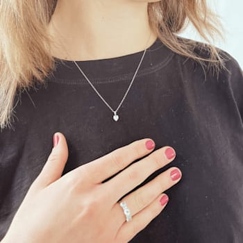 White Topaz and Moissanite Sterling Silver 3-Stone Ring