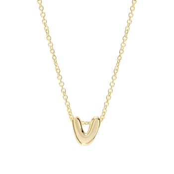 CZ Initial V Tennis Necklace And Pendant Set In 14K Gold Over Brass 4.05ctw