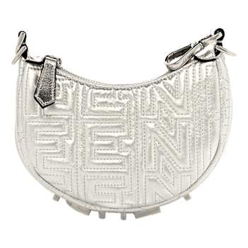 Fendi x Marc Jacobs Fendigraphy Silver Tone Mini Hobo Leather Bag