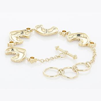 Tribal Station Bracelet In 18K Gold Over Brass