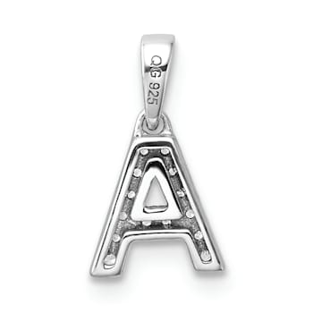 14K White Gold Diamond Letter A Initial with Bail Pendant
