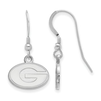 Rhodium Over Sterling Silver  LogoArt University of Georgia Extra Small
Dangle Earrings