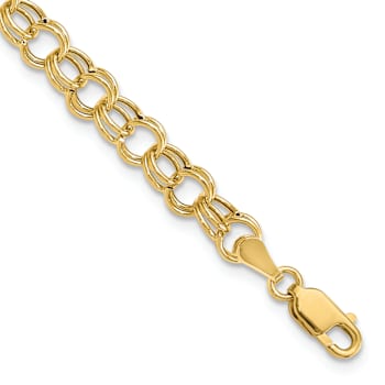 14k Yellow Gold 6mm Double Link Charm Bracelet