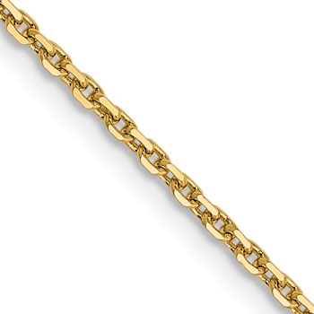 14k Yellow Gold 1.4mm Solid Diamond-Cut Round Open Link Cable 14 Inch Chain
