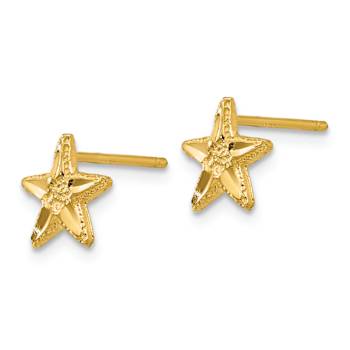 14k Yellow Gold Diamond-Cut 8mm Starfish Stud Earrings