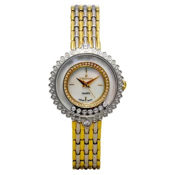 Croton Ilaria Two-Tone Floating Crystal Watch with White Mother Of Pearl Dial