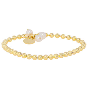 Cultured Freshwater Pearl And Bead Stretch Bracelet In 18K Gold Over
Bronze 7mm