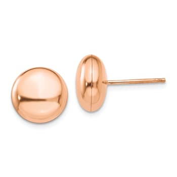 14k Rose Gold Polished 10.5mm Button Earrings