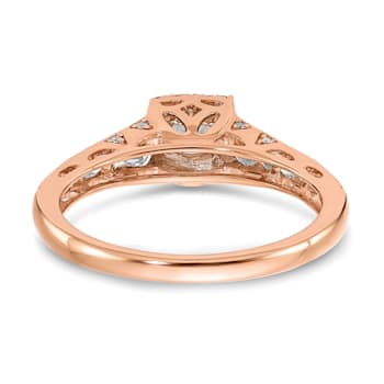 14K Rose Gold Lab Grown Diamond VS/SI GH, Fancy Halo Complete Engagement
Ring 0.894ctw