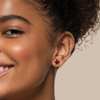 Garnet and Diamond 10K Pink Gold Earrings 4.02ctw