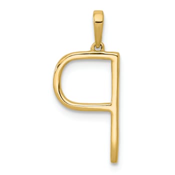 14K Yellow Gold Diamond Letter P Initial Pendant