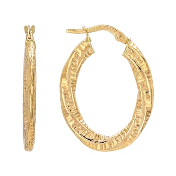 Twisted Oval Hoop Earrings In 14K Gold