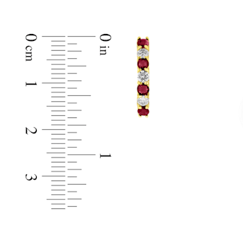 1.15ctw Ruby and Diamond Hoop Earrings in 14k Yellow Gold