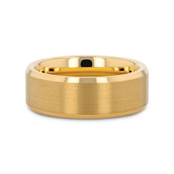 HONOR Gold-Plated Tungsten Beveled Polished Edges Flat Ring with Brushed
Center 8mm