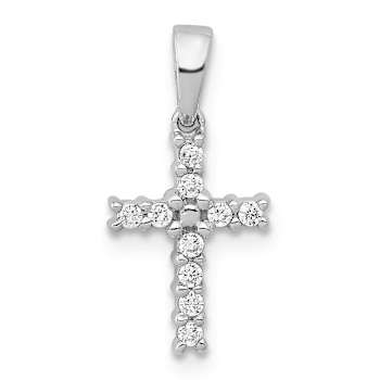 Rhodium Over 10k White Gold 0.10 ctw Diamond Latin Cross Pendant