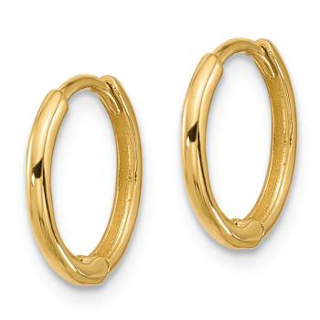 14k Yellow Gold Polished 1/2" Hinged Huggie Hoop Earrings