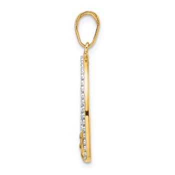 14K Two-tone Gold Diamond-Cut Puppy in Heart Pendant