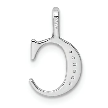 14K White Gold Diamond Letter C Initial Pendant