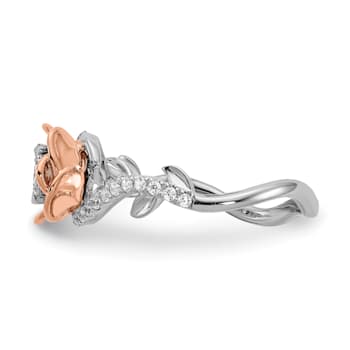 14K Two-tone White and Rose Gold Diamond Fashion Band