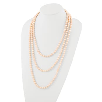 7-8mm Pink Freshwater Cultured Pearl 76-inch Slip-on Necklace