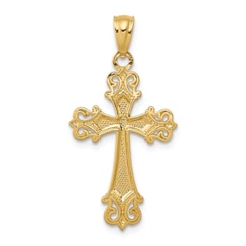 14K Two-tone Gold Diamond-Cut Cross Pendant